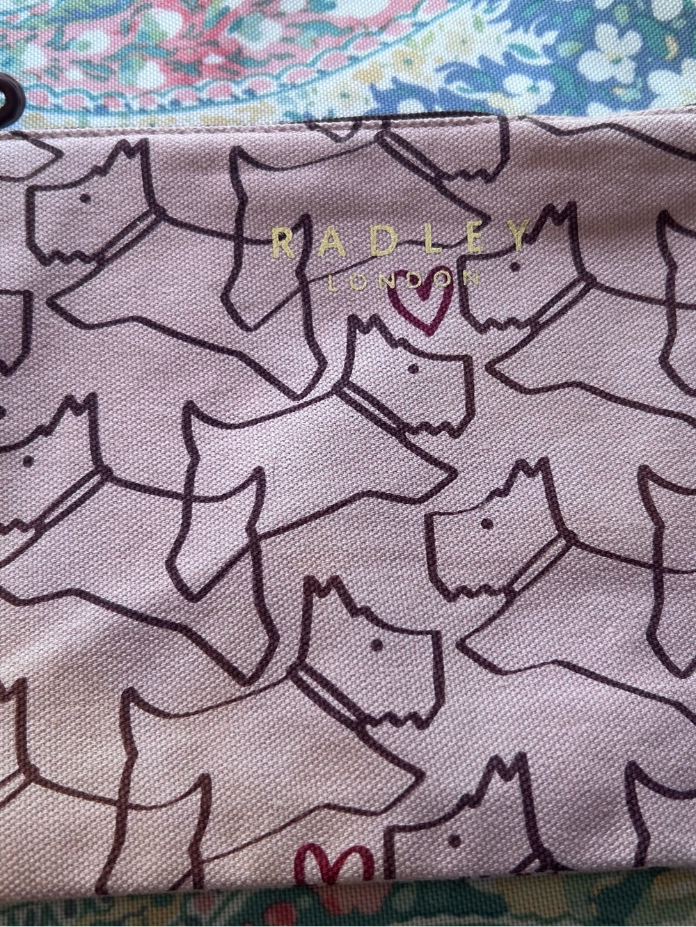 RADLEY LONDON Pink Scottie Dog Zip Pouch with Heart Accent